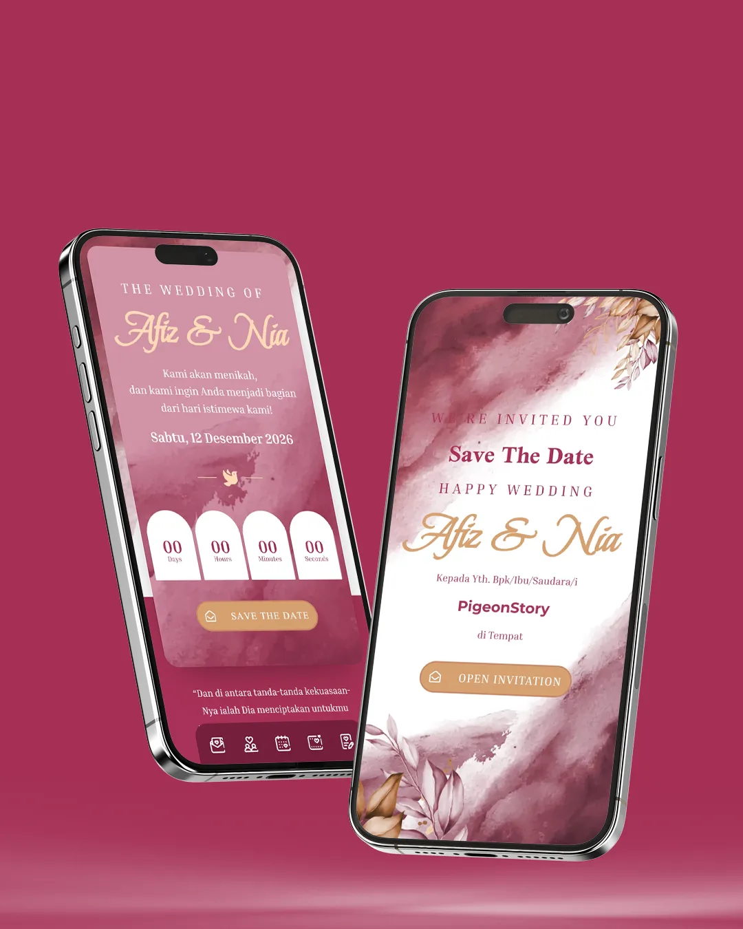 Tema undangan digital Watercolor 1 - Desain Watercolor elegan dan modern