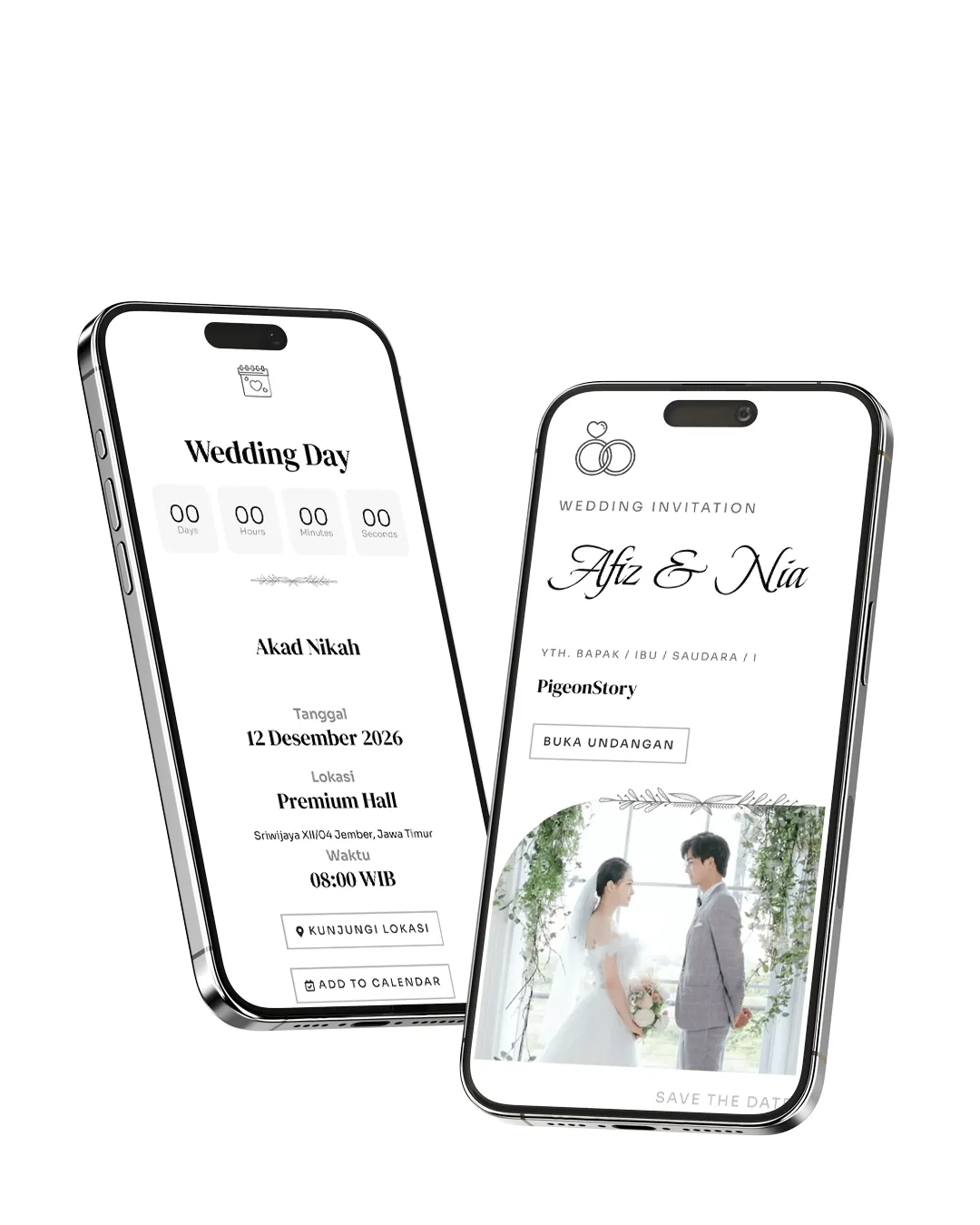 Tema undangan digital Minimalist 1 - Desain Minimalist elegan dan modern